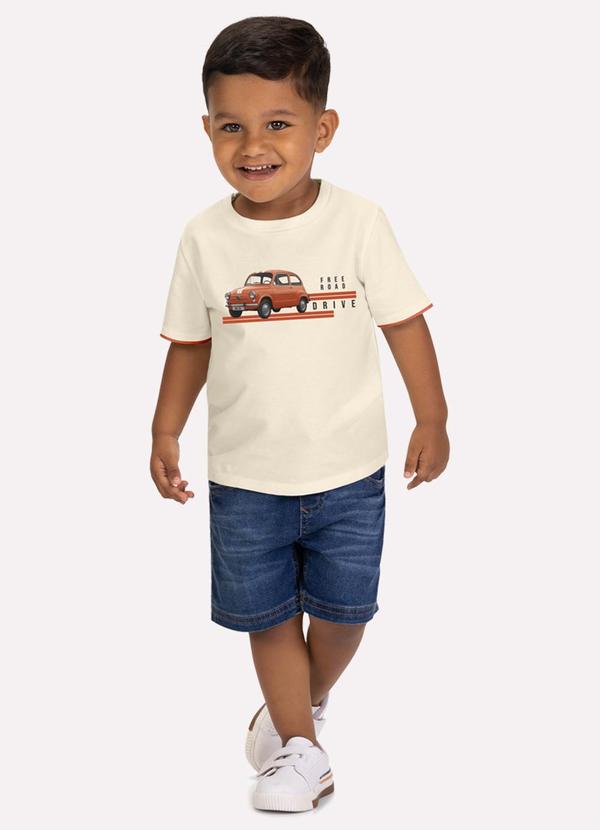 Camiseta Infantil Menino Carro Bege