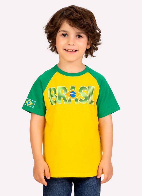 Camiseta Infantil Menino Copa do Mundo Amarelo