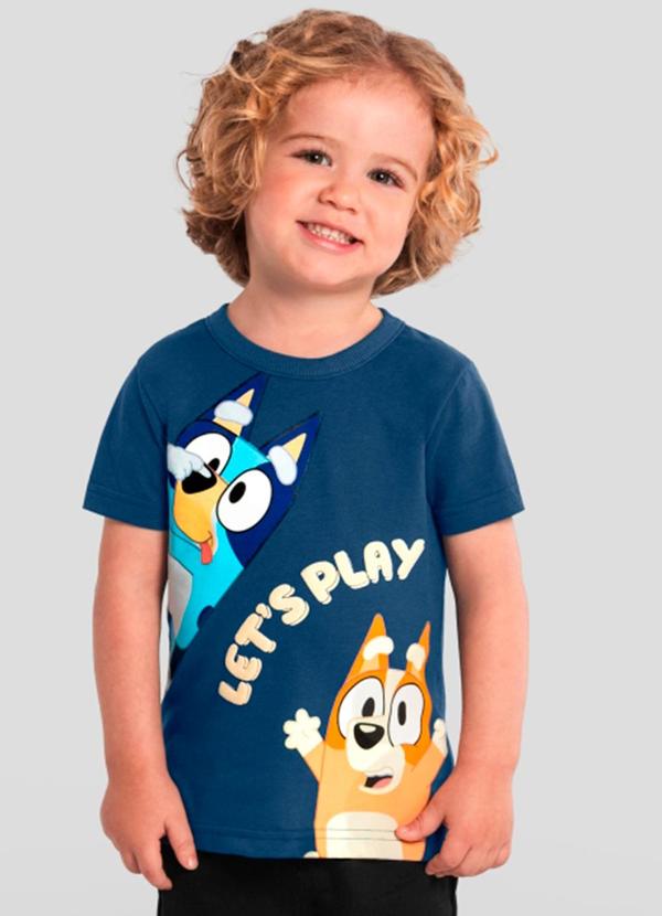 Camiseta Infantil Menino da Bluey Azul