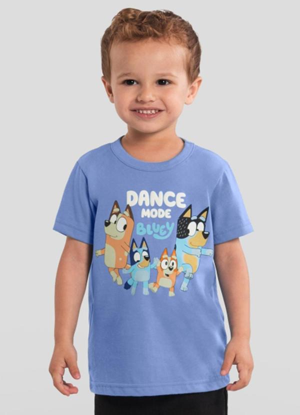 Camiseta Infantil Menino da Bluey em Puff Azul