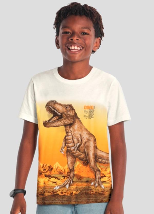 Vista 2 Camiseta Infantil Menino de Dinossauro Bege Brandili Brandili