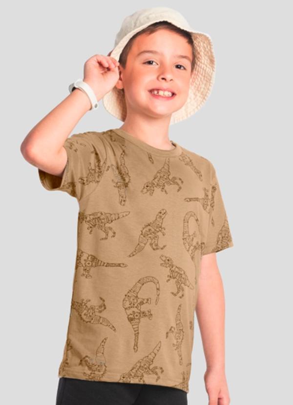Vista 2 Camiseta Infantil Menino de Dinossauro Marrom Brandili Brandili