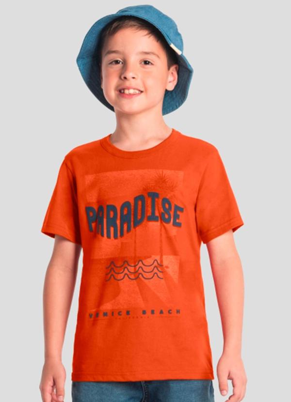 Vista 2 Camiseta Infantil Menino de Surf Laranja Brandili Brandili