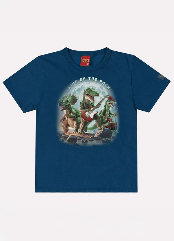 Camiseta Infantil Menino Dinossauro Azul