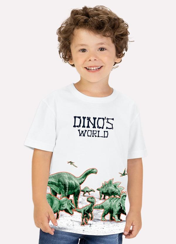 Camiseta Infantil Menino Dinossauro Branco