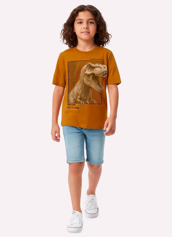 Camiseta Infantil Menino Dinossauro Marrom