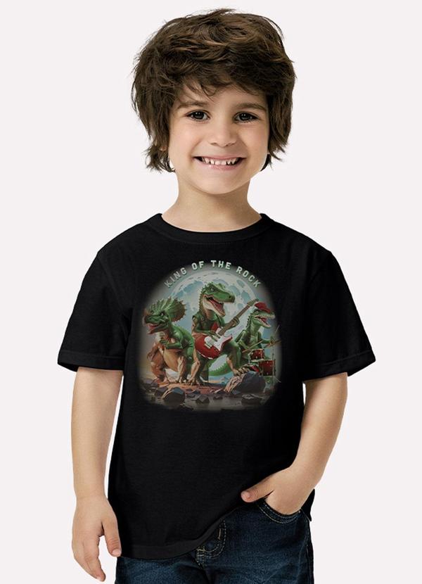Vista 2 Camiseta Infantil Menino Dinossauro Preto Kyly Kyly