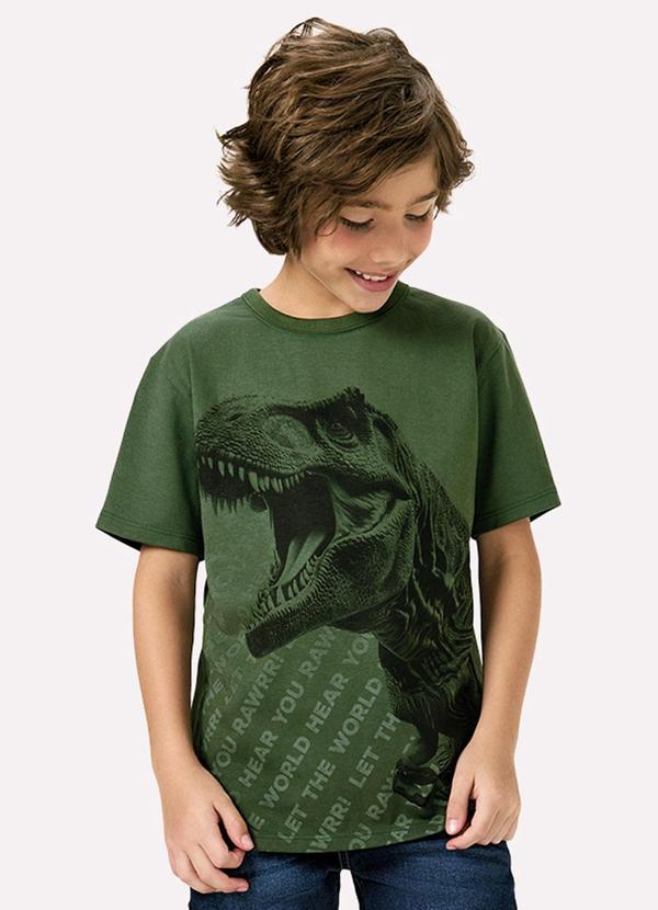 Camiseta Infantil Menino Dinossauro Verde
