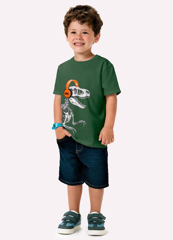 Camiseta Infantil Menino Dinossauro Verde