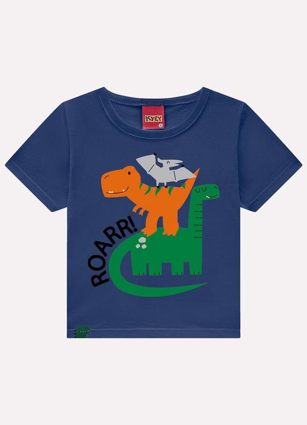 Camiseta Infantil Menino Dinossauros Azul