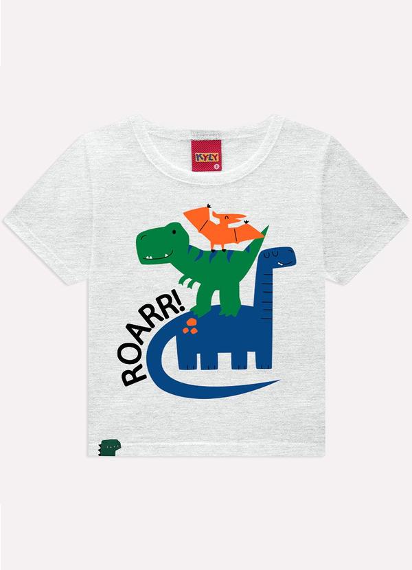 Camiseta Infantil Menino Dinossauros Cinza