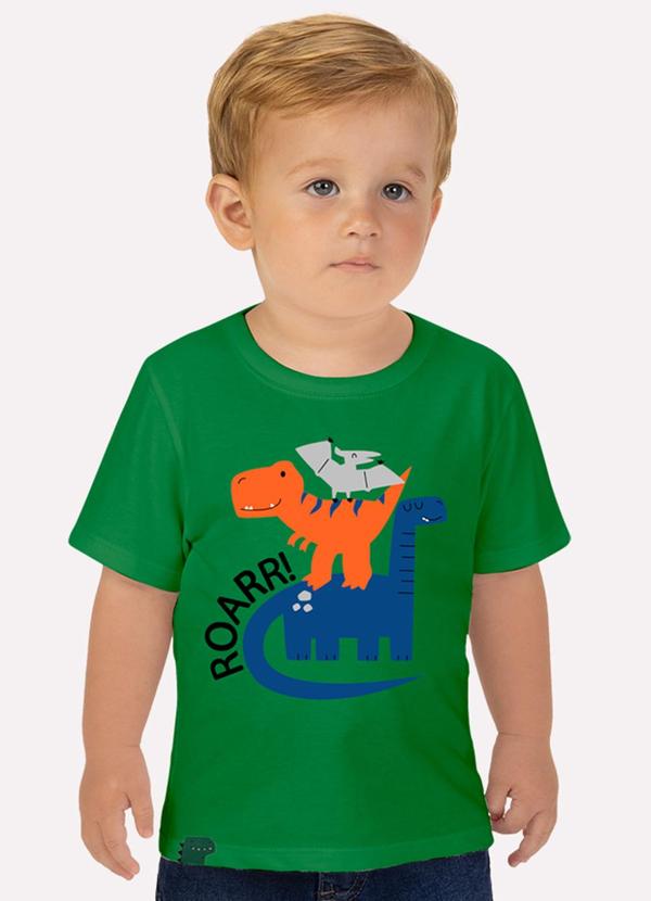Camiseta Infantil Menino Dinossauros Verde