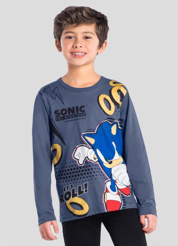 Camiseta Infantil Menino do Sonic Azul