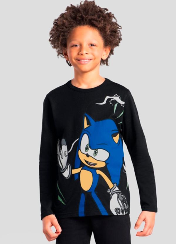 Camiseta Infantil Menino do Sonic Preto