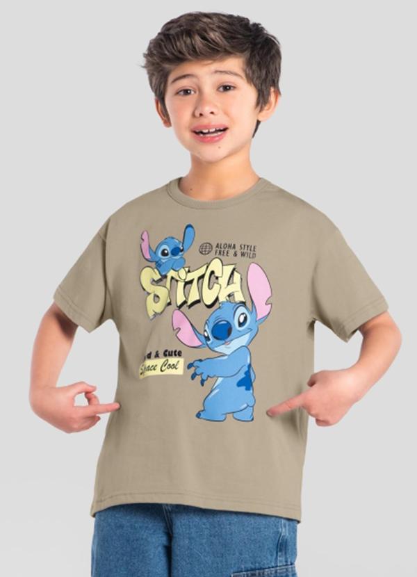 Camiseta Infantil Menino do Stitch Marrom