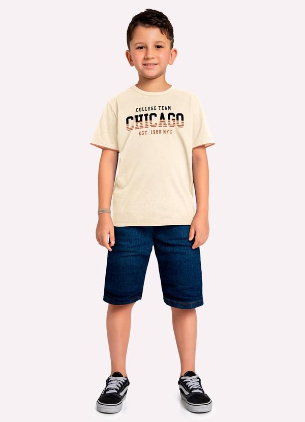 Camiseta Infantil Menino em Algodão Bege