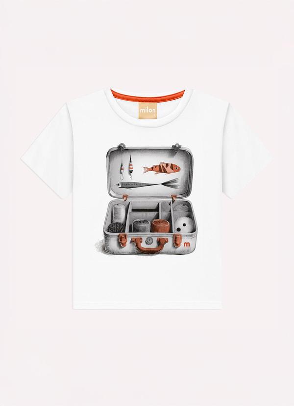 Vista 2 Camiseta Infantil Menino em Algodão Milon Branco Milon