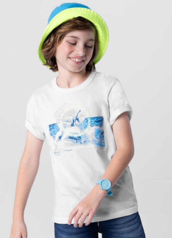 Vista 2 Camiseta Infantil Menino em Malha Branco Brandili Brandili