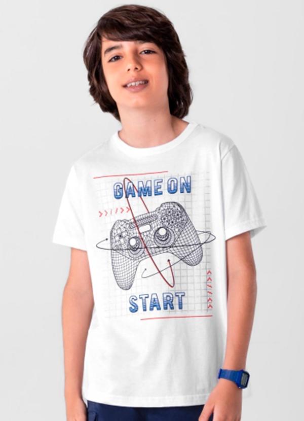 Vista 2 Camiseta Infantil Menino em Malha Branco Brandili Brandili