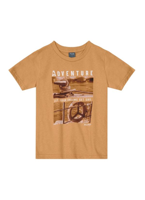 Vista 2 Camiseta Infantil Menino em Malha Marrom Brandili Mundi Brandili Mundi