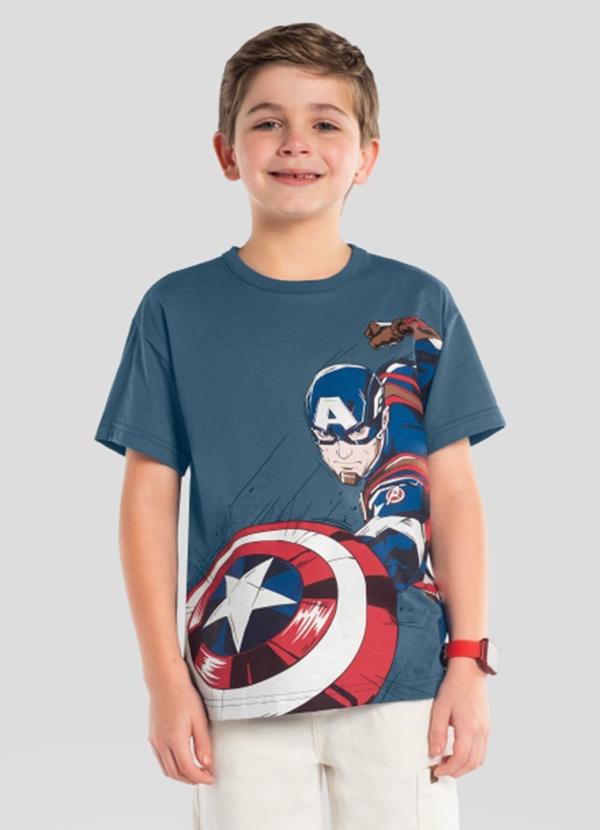 Camiseta Infantil Menino em Meia Malha Azul
