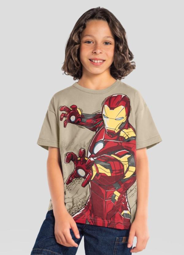 Camiseta Infantil Menino em Meia Malha Bege