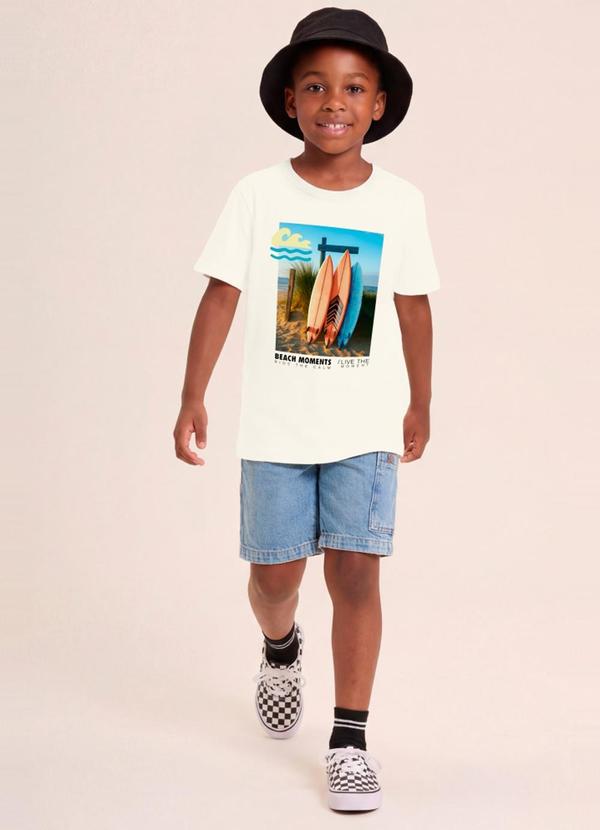 Camiseta Infantil Menino em Meia Malha Bege
