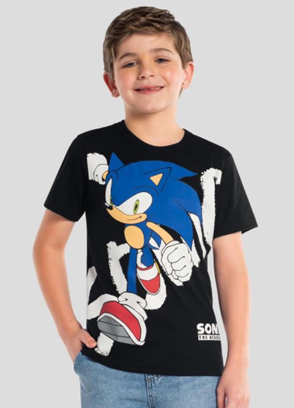 Camiseta Infantil Menino em Meia Malha Preto
