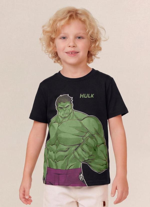 Camiseta Infantil Menino em Meia Malha Preto