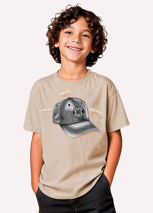 Vista 2 Camiseta Infantil Menino Estampa Bege Kyly Kyly