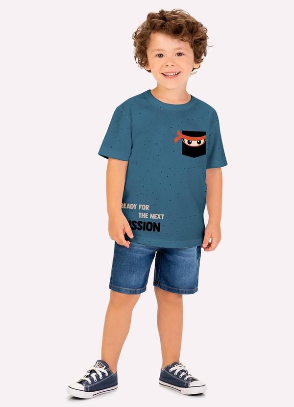 Camiseta Infantil Menino Lettering Azul