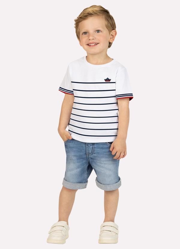Camiseta Infantil Menino Listrada Branco