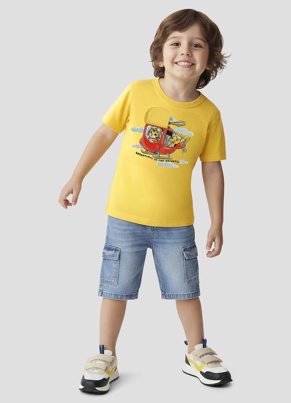 Camiseta Infantil Menino Meia Malha Amarelo