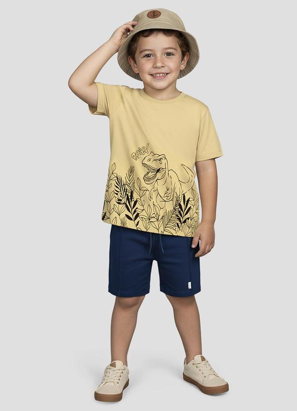 Camiseta Infantil Menino Meia Malha Bege
