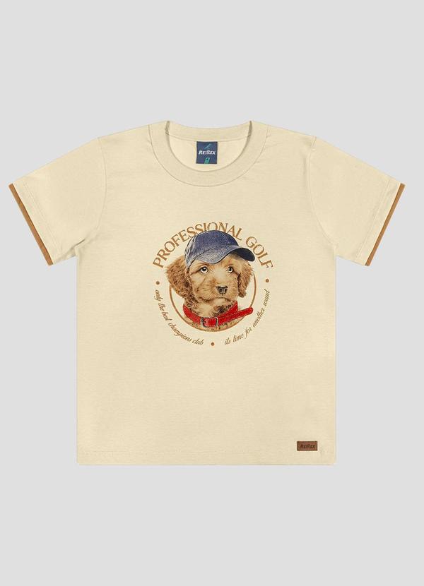 Camiseta Infantil Menino Meia Malha Bege