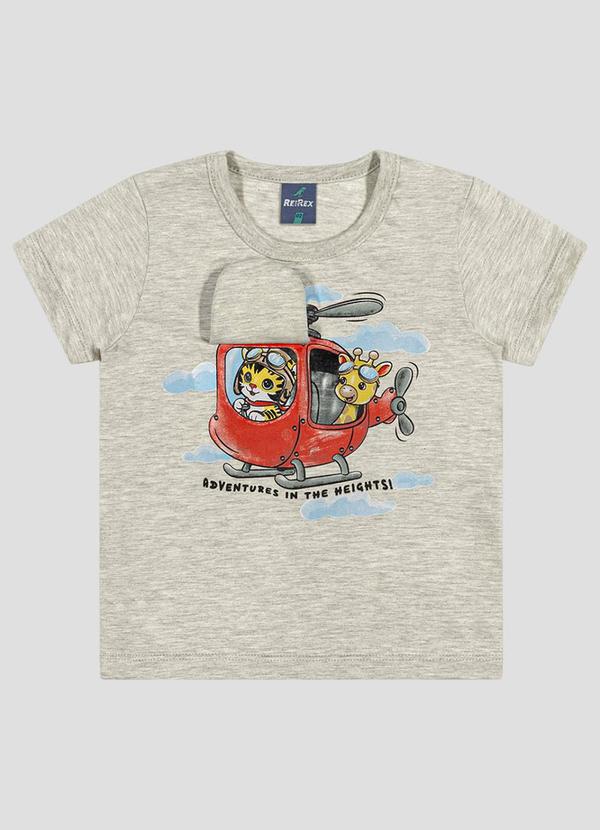 Camiseta Infantil Menino Meia Malha Cinza