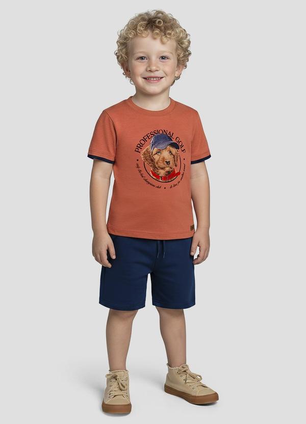 Camiseta Infantil Menino Meia Malha Laranja
