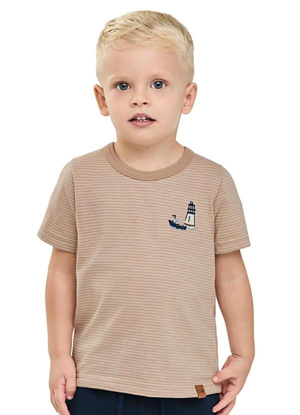 Camiseta Infantil Menino Navy Listrada Marrom