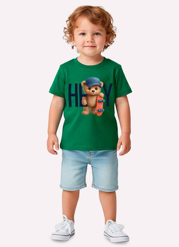 Camiseta Infantil Menino Ursinho Verde