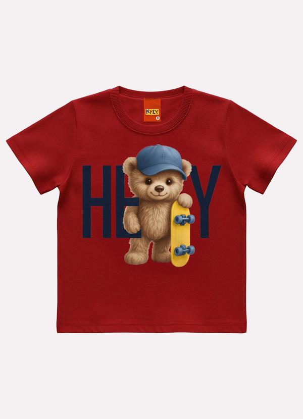 Camiseta Infantil Menino Ursinho Vermelho