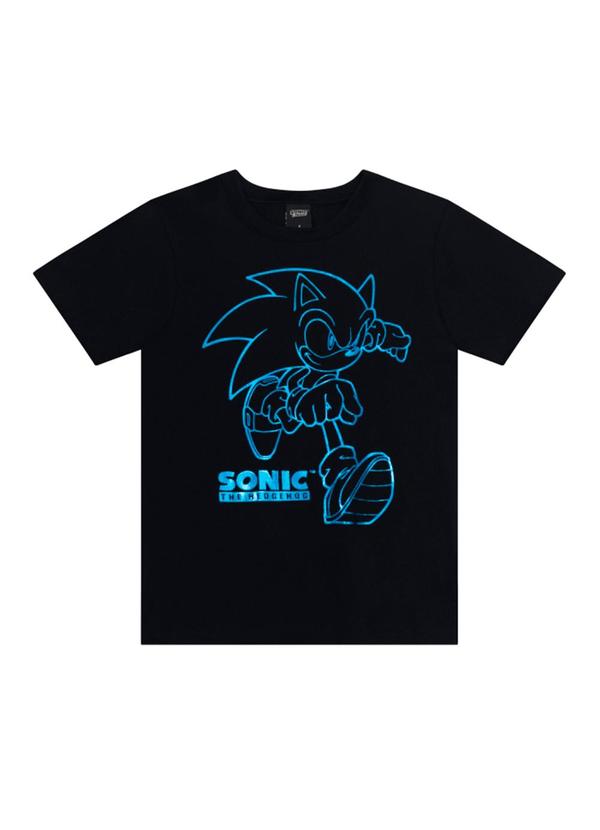 Camiseta Infantil Metalizada do Sonic Preto