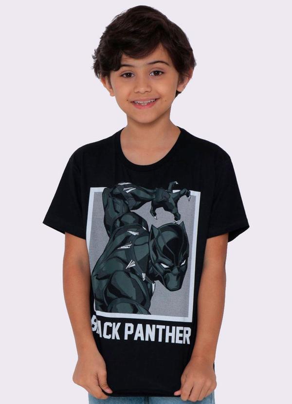 Camiseta Infantil Pantera Negra Vingadores Preta