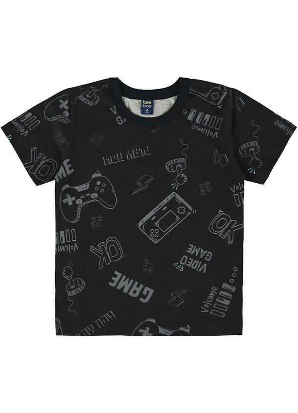 Vista 2 Camiseta Infantil para Menino Preto Bee Loop Bee Loop