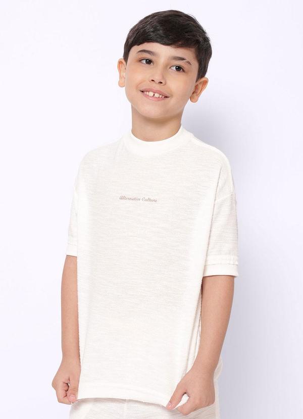 Camiseta Infantil Texturizada Bordado Off White