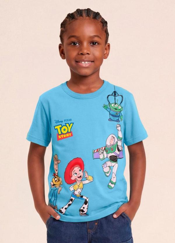Camiseta Infantil Unissex em Meia Malha Azul