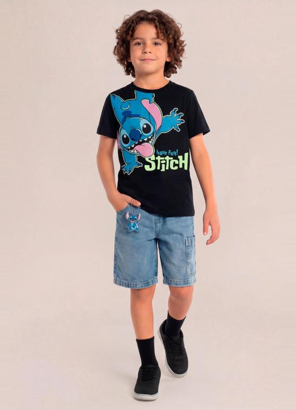 Camiseta Infantil Unissex em Meia Malha Preto