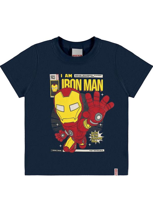 Vista 2 Camiseta Iron Man em Puff Menino Azul Marinho Malwee Kids Malwee Kids