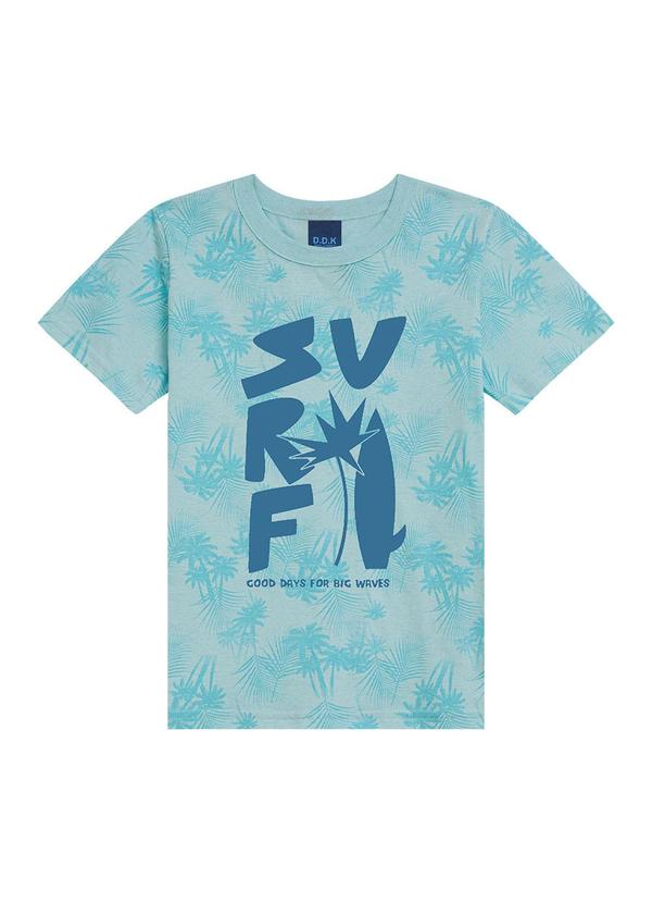 Camiseta Juvenil Estampa Coqueiros Azul