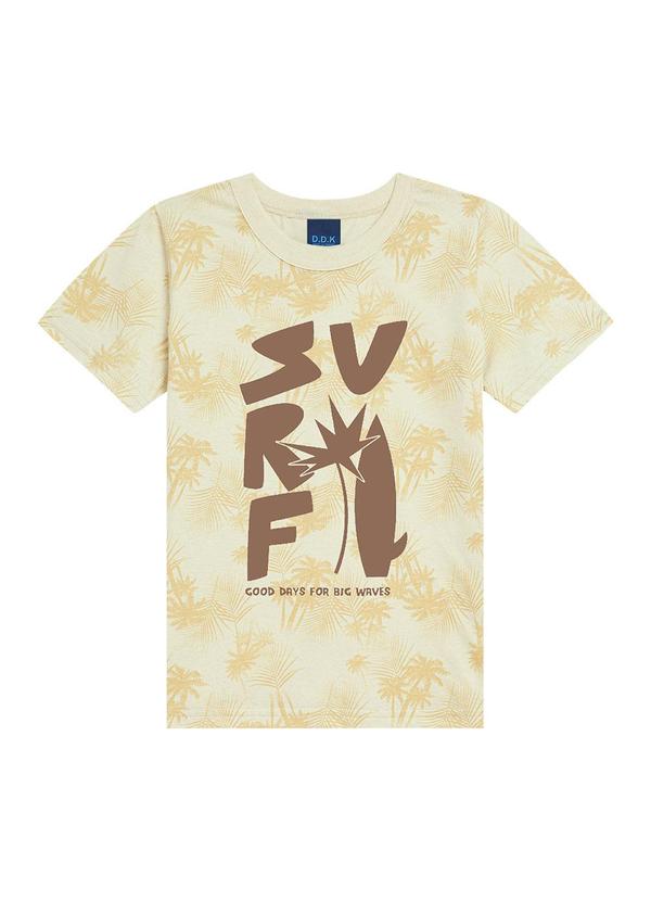 Camiseta Juvenil Estampa Coqueiros Bege