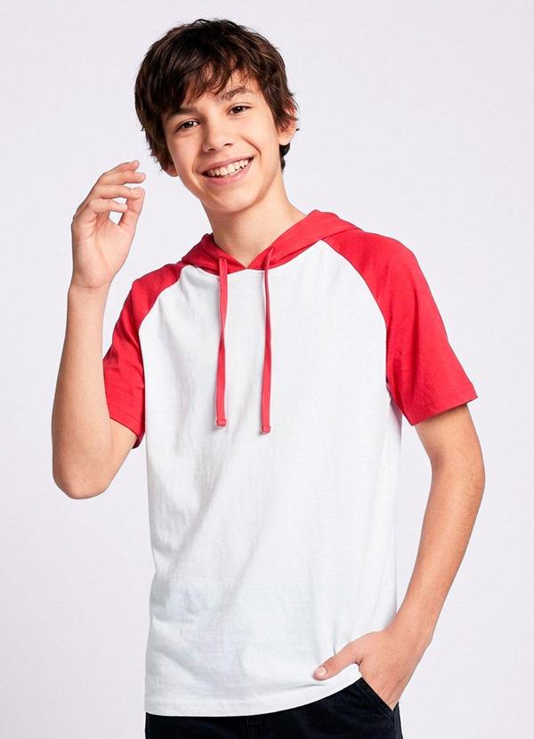 Camiseta Juvenil Manga Curta com Capuz Branca